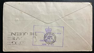 1953 Mauritius Coronation FDC cover QE 2 Queen Elizabeth II Qantas Flight 