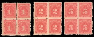 Cuba #J8-10 Cat$96+ (for hinged), 1927-28 Postage Dues, set of three in block...