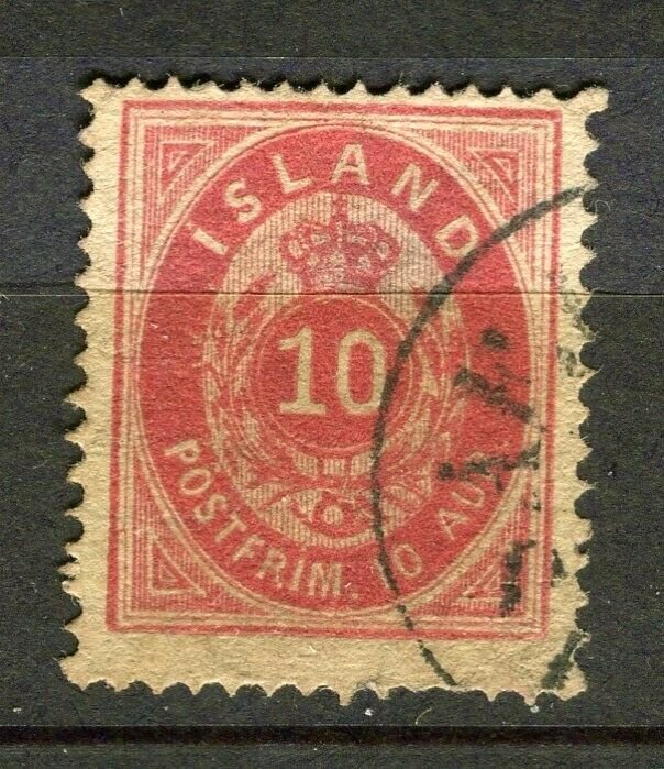 ICELAND; 1870s early classic issue used Shade of 10aur. value 