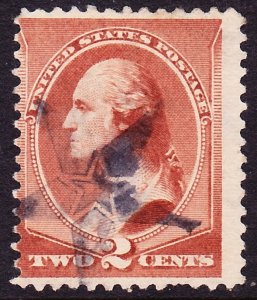 Scott 210, Used, 2c Brown with Star in Star Fancy Cancel, Small Faults