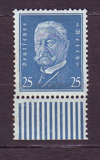 J23326 JLstamps 1928-32 germany mnh #377 hindenburg, short top perf