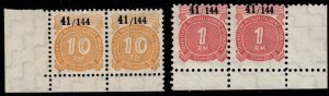 Vintage Germany Public Trustee Savings Bank Stamps 10 Pfennig & 1 Reichsmark MNH