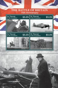 St. Vincent 2015 - Battle of Britain, WWII, World War - Sheet of 4 Stamps - MNH