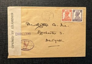 1944 Bombay GPO India Censored Cover to Rochester New York USA India Censor