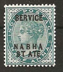 INDIA NABHA QV Service ½a mint with variety WIDELY SPACED 'ST  ATE'........S3801