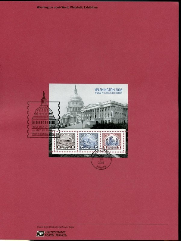 UNITED STATES WASHINGTON 2006 SOUVENIR SHEET SOUVENIR PAGE FD CANCELED 