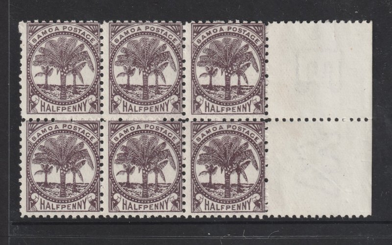 Samoa a MNH block of 6 from 1895 perf 11