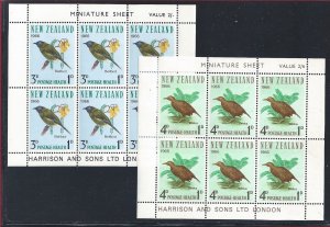 1966 New Zealand, Yvert Sheets No. 19/20 Uccelli MNH**