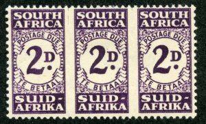 South Africa Scott J32 Unused HROG - 1943 2p Postage Due Strip of 3 - SCV $9.00