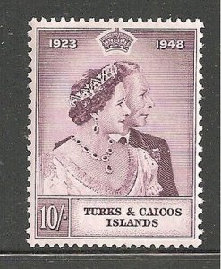 Album Treasures Turks & Caicos Is Scott # 93 10sh Silver Wedding Mint LH