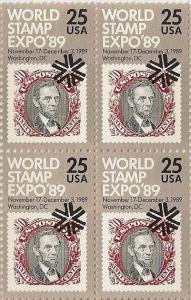 US 2410 World Philatelic Expo 89 25c block 4 MNH 1989