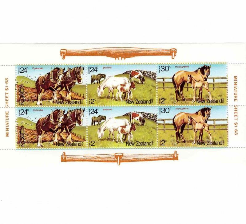 New Zealand 1984 B120a Horses Souvenir Mini Sheet MNH