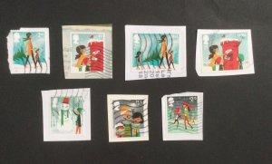 GB 2014 Christmas.  Set of 7 used stamps on paper.