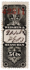 (I.B) Canada Revenue : Weights & Measures 5c (1876)