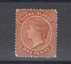 Turks Islands QV 1881 1d Brown Red SG49 MH J5002