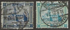 Saar 104-105, used 1922, (s42)