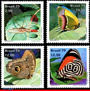 1620-23 BRAZIL 1979 BUTTERFLIES INSECTS, BRASILIANA 79 STAMP DAY MI# 1716-19 MNH