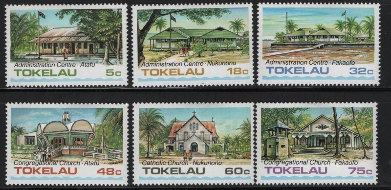 Tokelau  120-125 (6) SET, HINGED, 1985 Public buildings and churches