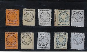 10 UNUSED NO GUM TIME POSTED HUSSEYS POST STAMPS