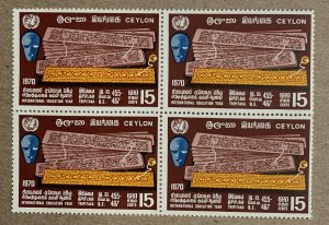 Ceylon 1970 Education Year block, MNH. SEE NOTE. Scott 451, CV $11.00. SG 573