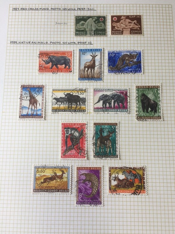 Belgium Congo 1948/60 Sport Wildlife Flowers Used on Pages (Apx 70 Items)Apr 728 