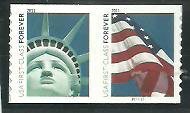 #4486-7 Liberty & Flag Pair Mint Never Hinged
