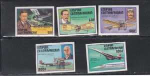 Central Africa # 297-301, History of Aviation, IMPERF, Mint, NH,