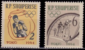 Albania, 1964, Olympics Games-Tokyo, Boxing/Cycling , 2/6L, sc#666 & 669, MLH