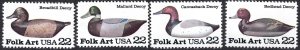 United States #2138-41 22¢ Duck Decoys (1985). Four singles. MNH