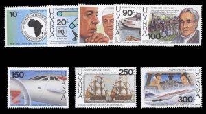 Uganda #727-734 Cat$20.05, 1989 Anniversaries and Events, complete set, never...