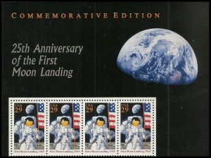 US 2841a First Moon Landing 1969 29c header strip (4 stamps) MNH 1994 