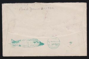 US C15 $2.60 Air Mail on Small Round Trip Cover w/ Appropriate Markings SCV $625
