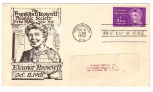 US 1236 (Me-18) 5c Eleanor Roosevelt on FDC 1st FDR Philatelic Cachet ECV $20.00