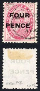 Tonga SG5/a 4d on 1d No Stop after Pence used Cat 140 pounds