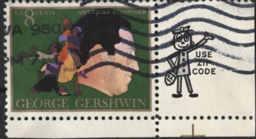 US 1484 (used, 2021 cancel) 8¢ George Gershwin (1973)