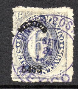 Mexico 1883 Foreign Mail Small Numeral 6¢ Blue Mexico District MX77