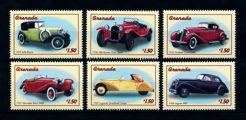 [75830] Grenada 2000 Classic Cars Rolls Royce Alfa Romeo Mercedes Jaguar  MNH