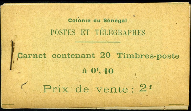 French Colonies, Senegal #Dallay Carnet 6 Cat€160, 1922 2fr unexploded book...