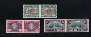 S. Africa Scott #B9-B11 Pairs VF OG mint previously hinged cv $ 54 ! see pic !