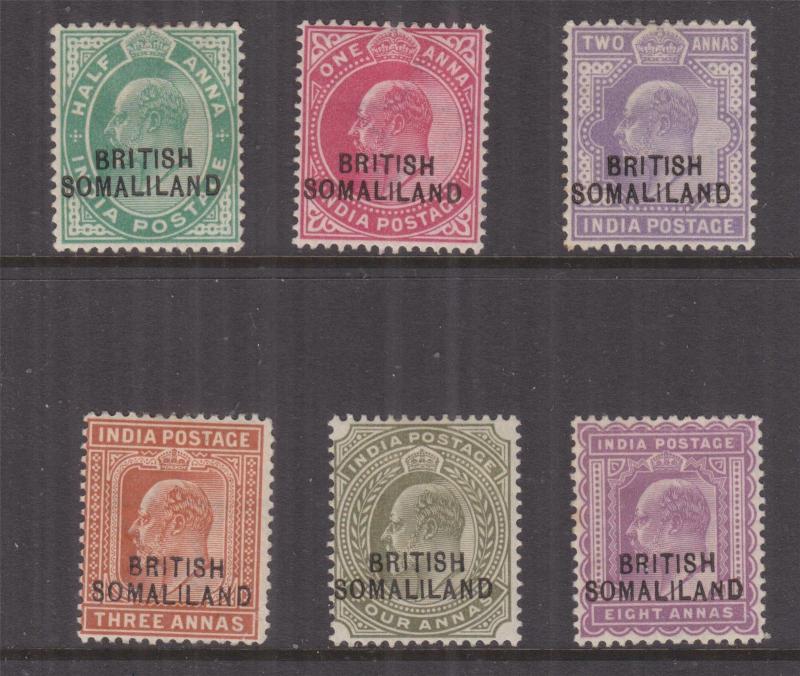 SOMALILAND PROTECTORATE, 1903 on India, KEVII, 1/2a., 1a., 2a., 3a., 4a. & 8a.