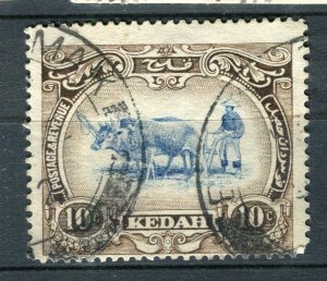 MALAYA KEDAH; 1920s early Ploughing Pictorial issue fine used 10c. value