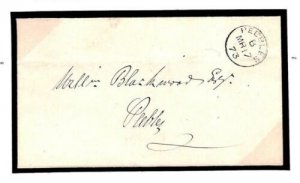 GB UNPAID Cover Peebles UNSTAMPED LOCAL USAGE Without Charge or Dues 1873 U134 