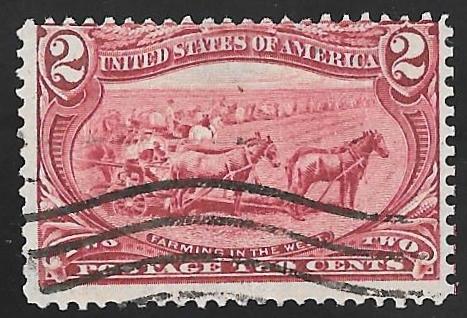 286 2 cents 1898 Farming Issue Stamp used F