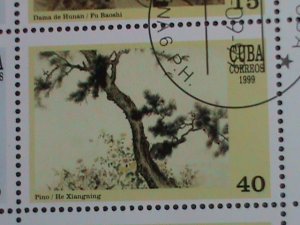 CUBA-1999 SC# 4029a FAMOUS PAINTINGS-WORLD STAMP SHOW-BEIJING-CTO SHEET VF