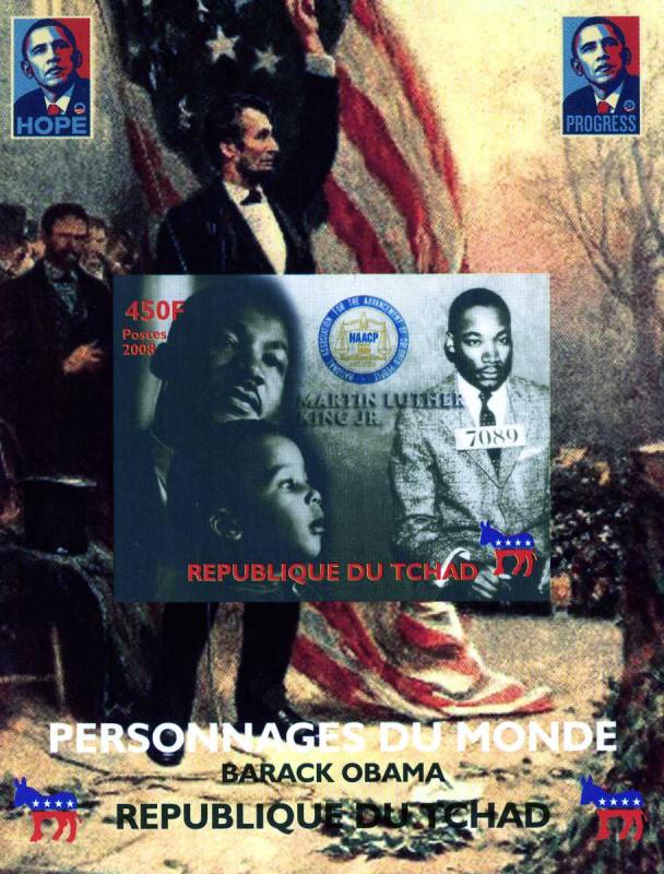 Chad 2008 Martin Luther King Obama Lincoln DeLuxe s/s mnh.vf