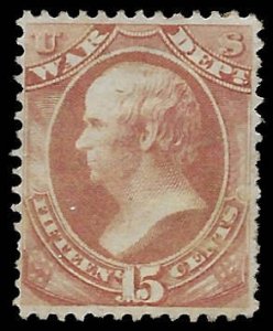 US - War Dept 1873 O-90    15 cents  fine mint - hinged