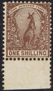 NEW SOUTH WALES 1902 KANGAROO 1/- WMK CROWN/NSW SG TYPE W65