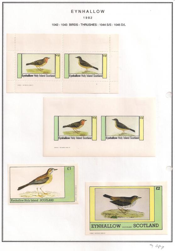 SCOTLAND - EYNHALLOW - 1982 - Thrushes - Perf, Imp 2v, Souv, D/L Sheets-MLH