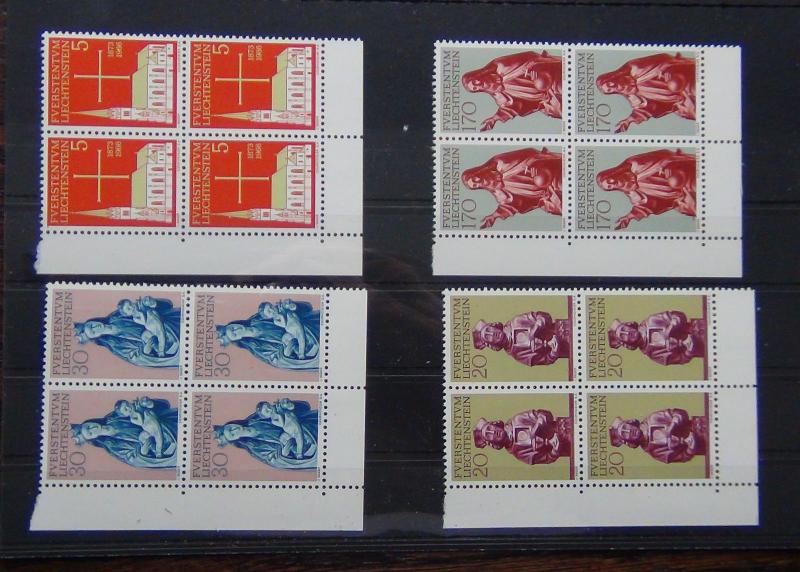 Liechtenstein 1966 Restoration Parish Church set  in block x 4 MNH