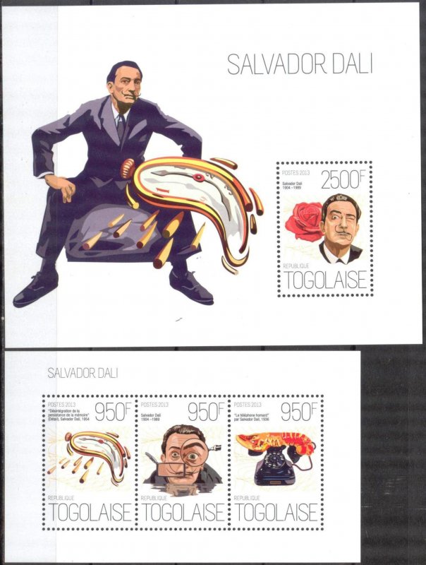 Togo 2013 Art Paintings Salvador Dali Sheet + S/S MNH